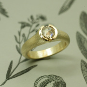 18karat Hammered Yellow gold ring with Rose cut Diamond