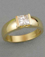 Engagement Ring 2-9: Princess cut diamond channel set in yellow gold