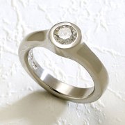 Engagement Ring 3-2: Round cut diamond full bezel set in white gold