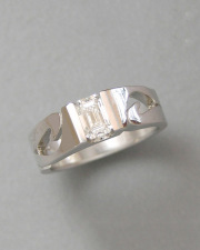 Engagement Ring 8-5: 14kt. white gold emerald cut diamond engagement ring