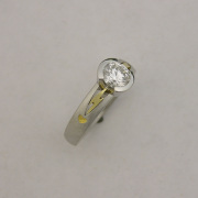 Platinum Engagement ring with 18karat Yellow gold Lightning Bolt & 24karat inlay Heart