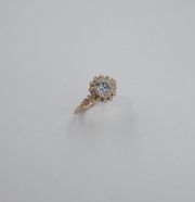 14k Rose gold Vintage Inspired bezel Halo Ring