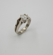 14k White gold _ Emerald cut Diamond Ring, Circa 1960