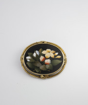 18k Yellow gold Pietra Dura Brooch Circa 1890
