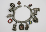 Silver _ Pot Metal Charm Bracelet. Circa 1940(1)