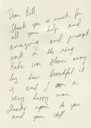 Handwritten thank you note - Boulder Jewelry - Cronin Jewelers